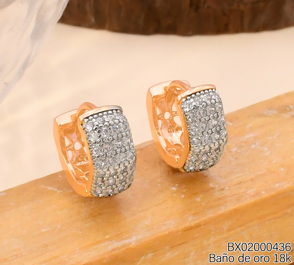 ARETES HUGGIES BAÑO DE ORO 18K XUPING ZIRC. 3355