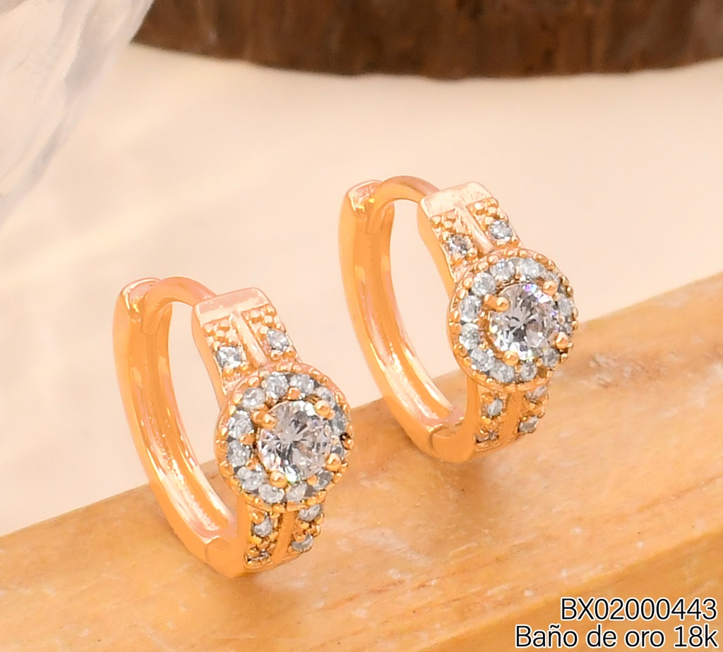 ARETES HUGGIES BAÑO DE ORO 18K XUPING ZIRC. RD 10E2611122-1