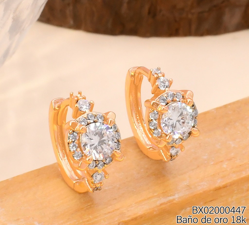 ARETES HUGGIES BAÑO DE ORO 18K XUPING ZIRC RD HE13234-1