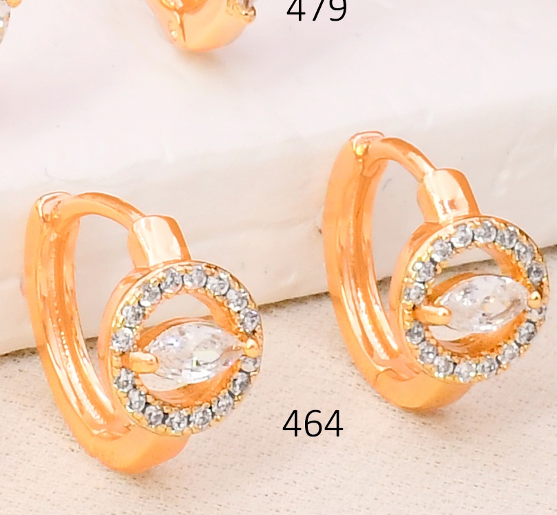 ARETES HUGGIES BAÑO DE ORO 18K XUPING CIRCULO/ZIRC. OV CENTRO HE13270-1