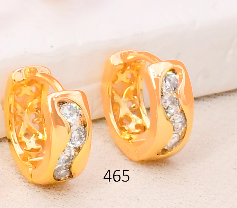 ARETES HUGGIES BAÑO DE ORO 18K XUPING ZIRC. CURVA E98