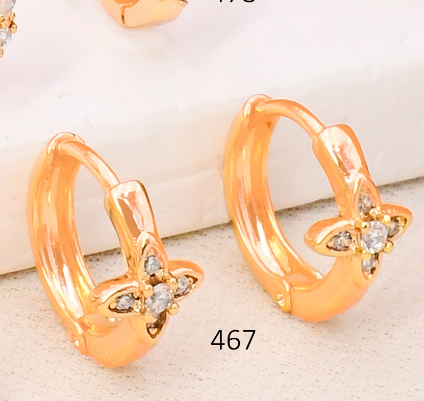ARETES HUGGIES BAÑO DE ORO 18K XUPING  FLOR ZIRC. JEYX-13643