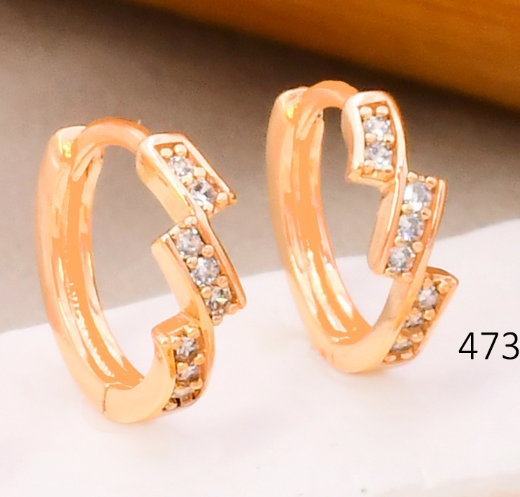 ARETES HUGGIES BAÑO DE ORO 18K XUPING  RECT. ZIRC. E82