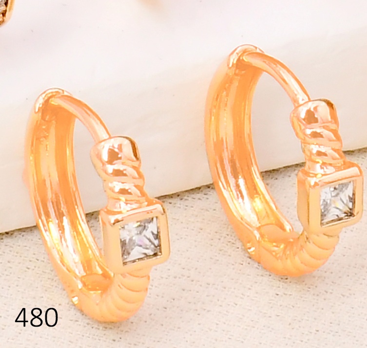 ARETES HUGGIES BAÑO DE ORO 18K XUPING ZIRC CUADRADA E105