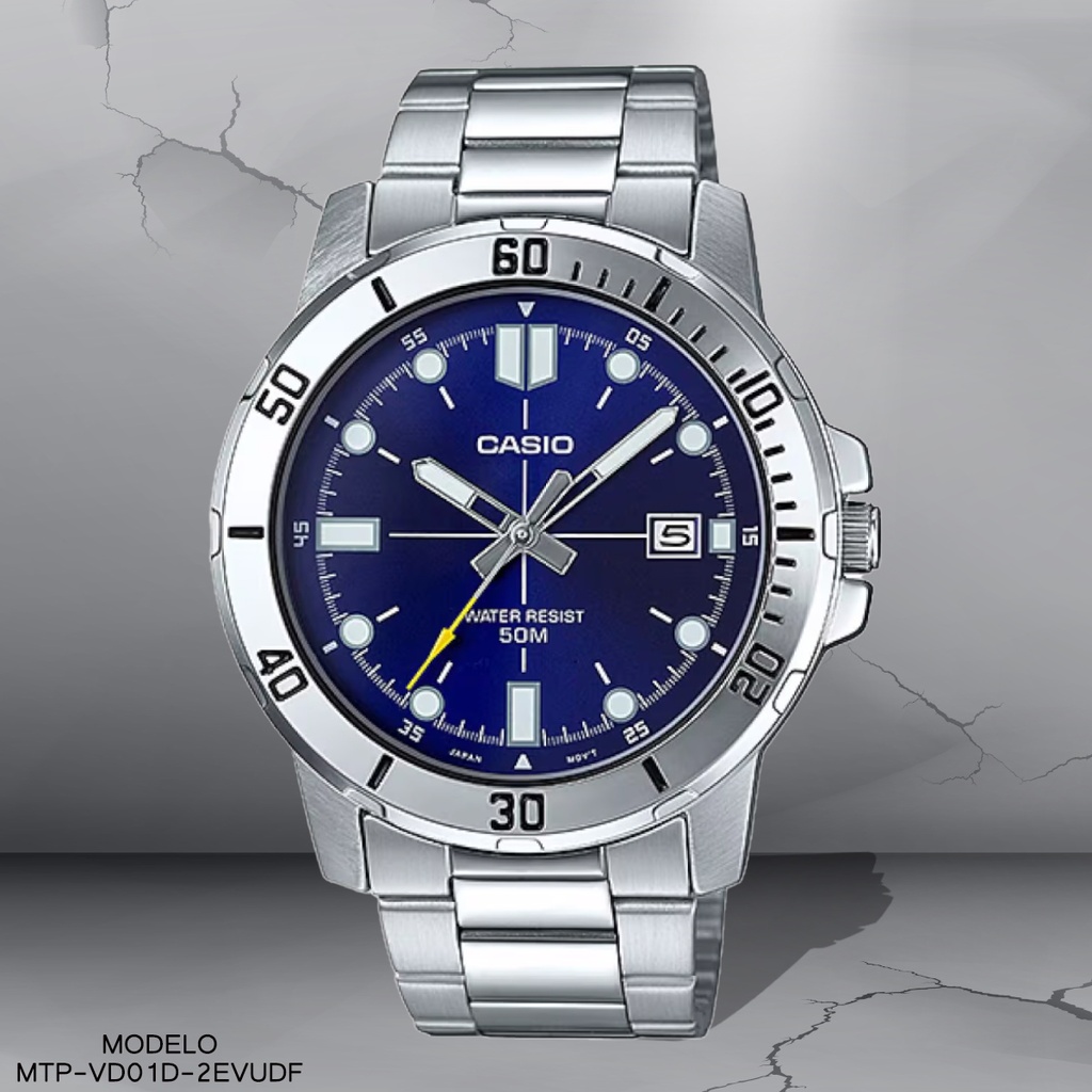 RELOJ CASIO ANALOGO MTP-VD01D-2EVUDF METAL PLAT.