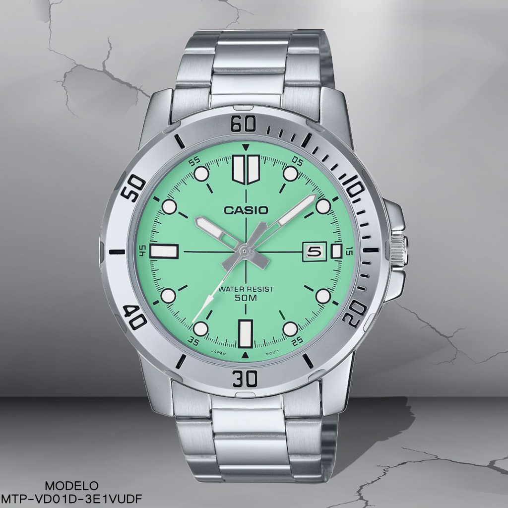RELOJ CASIO9 ANALOGO MTP-VD01D-3E1VUDF METAL PLAT