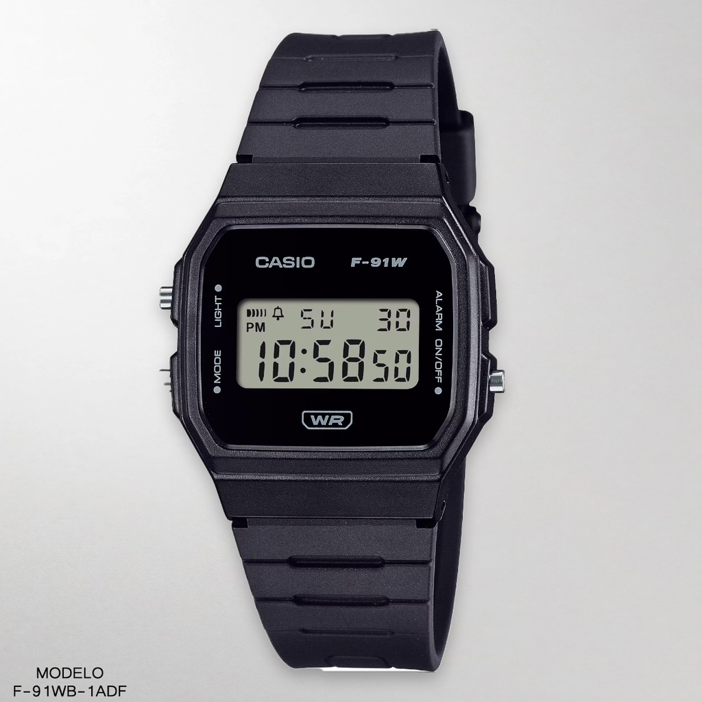 RELOJ CASIO DIGITAL F-91WB-1ADF RESINA NEGRA