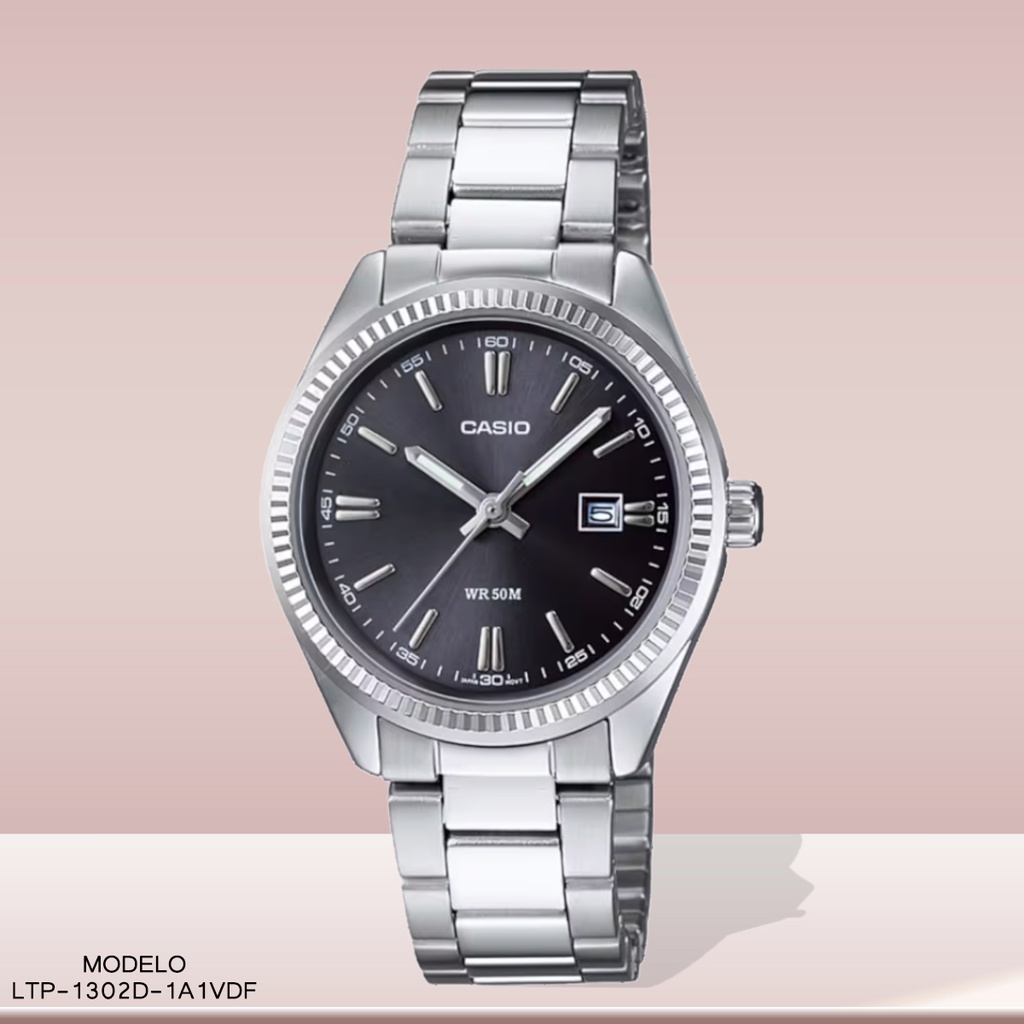 RELOJ CASIO ANALOGO LTP-1302D-1A1VDF METAL PLAT.