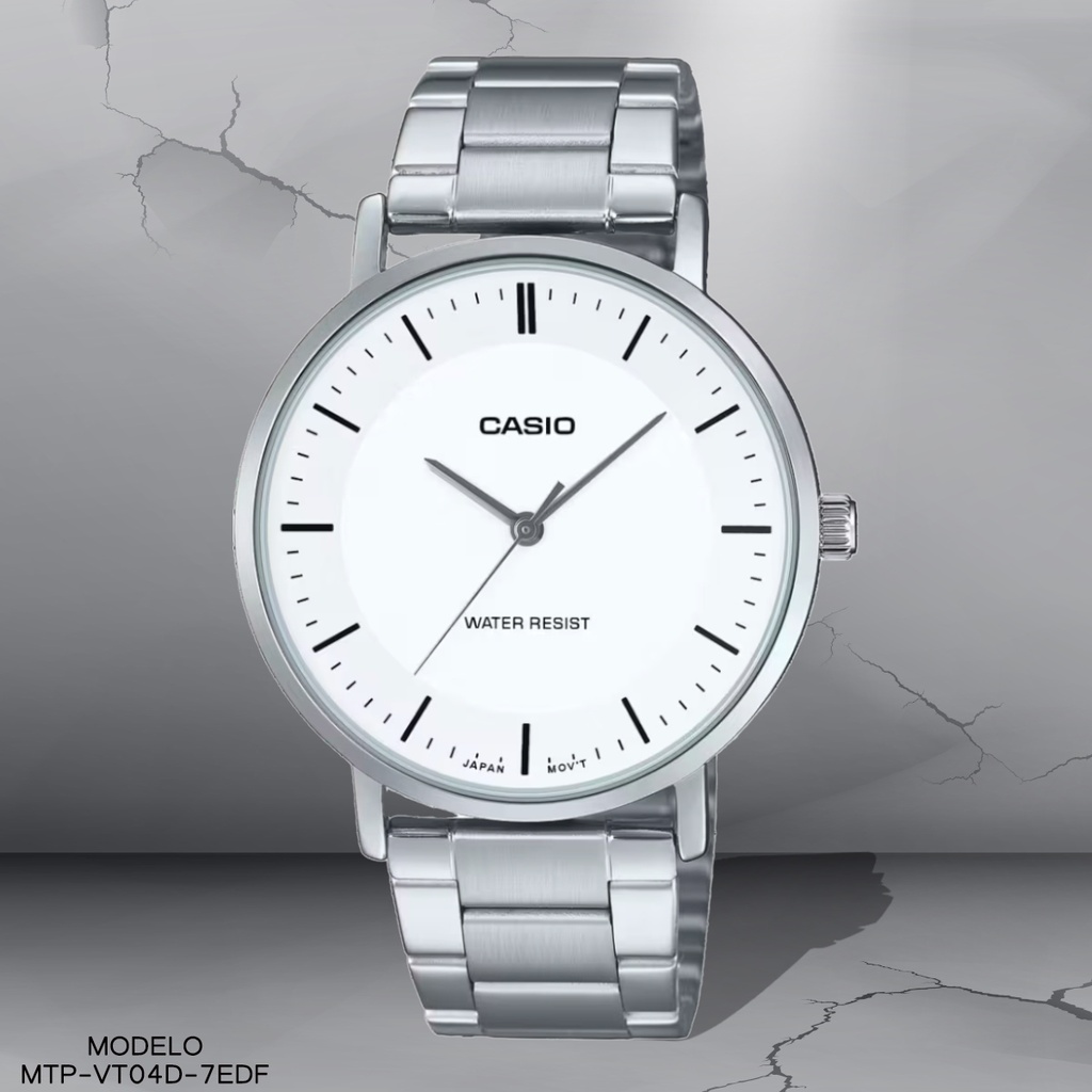 RELOJ CASIO ANALOGO MTP-VT04D-7EDF METAL PLAT.