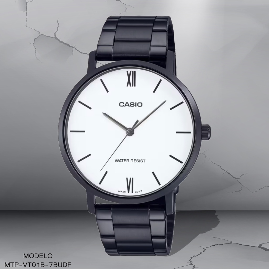 RELOJ CASIO ANALOGO MTP-VT01B-7BUDF METAL NEGRO