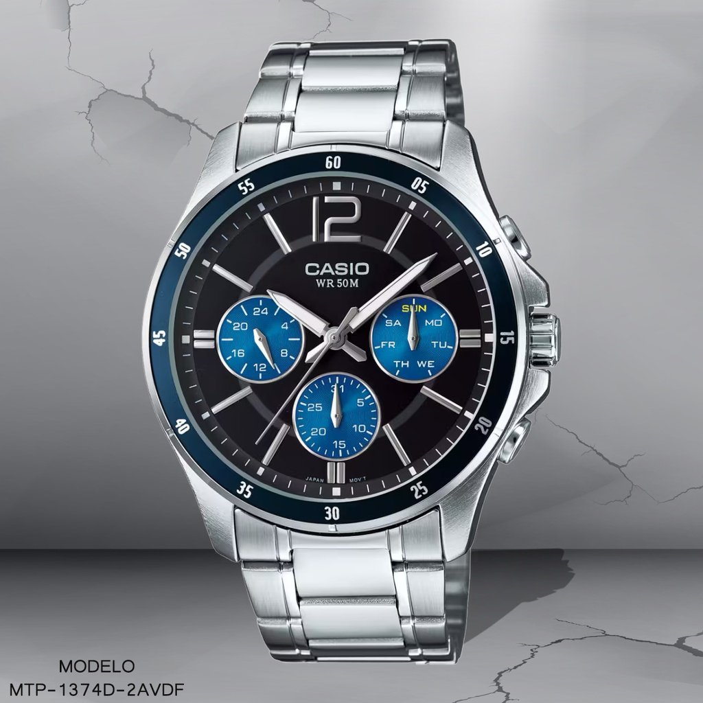 RELOJ CASIO ANALOGO MTP-1374D-2AVDF METAL PLAT.