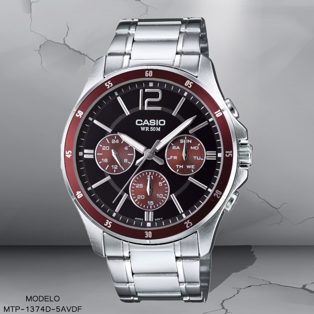 RELOJ CASIO ANALOGO MTP-1374D-5AVDF METAL PLAT.