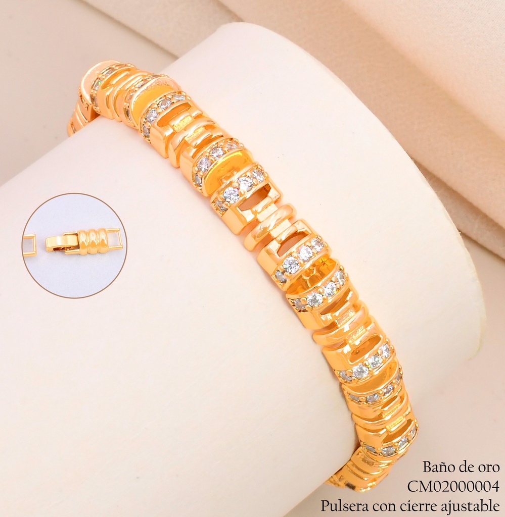 PULSERA DOR LINEAS LISAS/ZIRC. BE1229-291 (IM26)