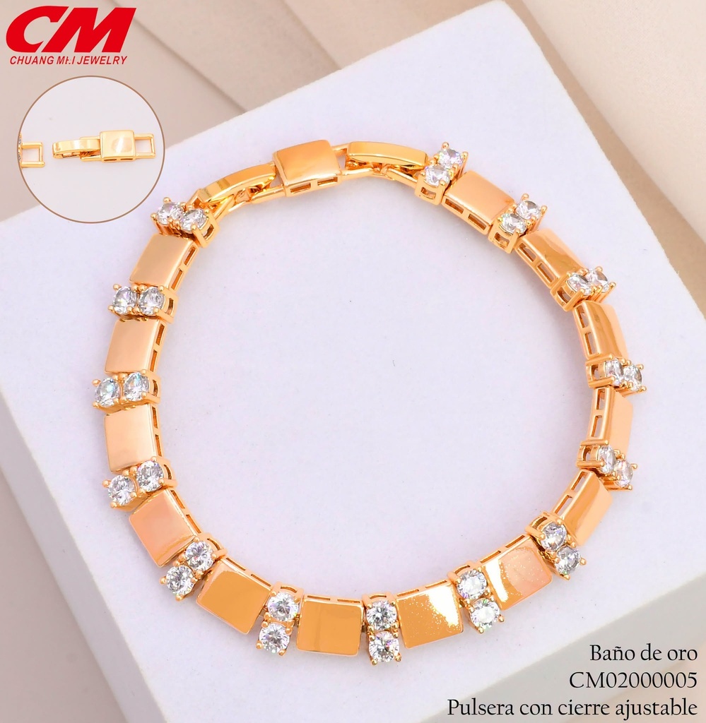 PULSERA DOR RECT/ZIRC RD BE1228-291(IM26)