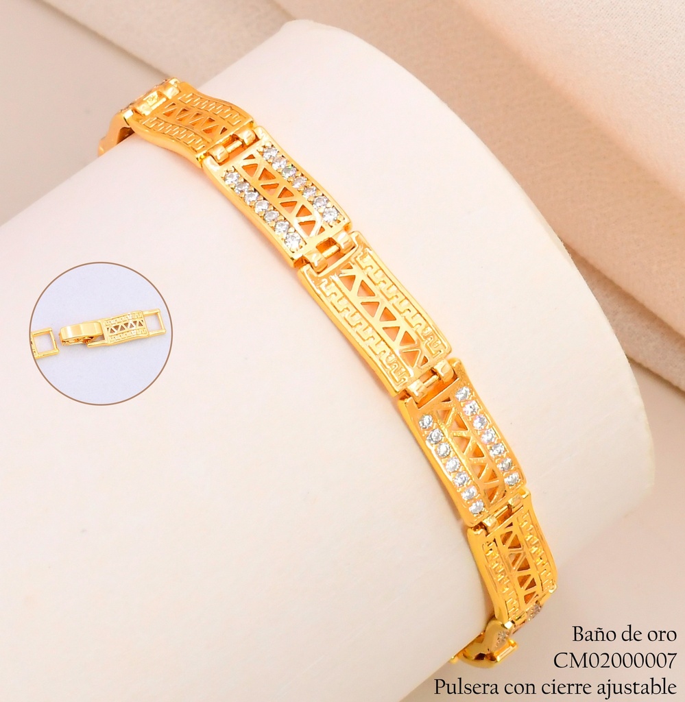 PULSERA DOR RECT. LISOS/ZIRC BE1205-291 (IM26)