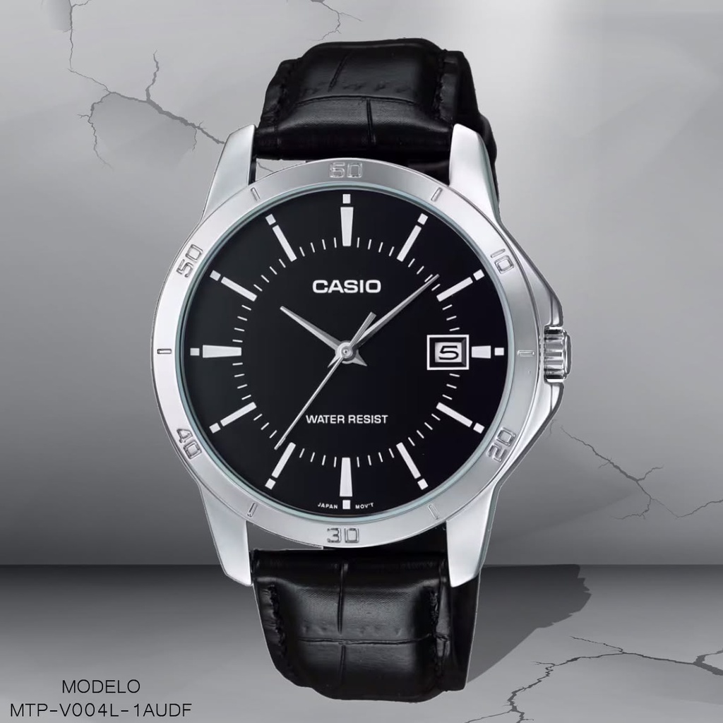RELOJ CASIO ANALOGO MTP-V004L-1AUDF CUERO NEGRO
