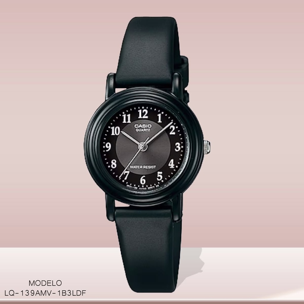 RELOJ CASIO ANALOGO LQ-139AMV-1B3LDF RESINA NEGRA