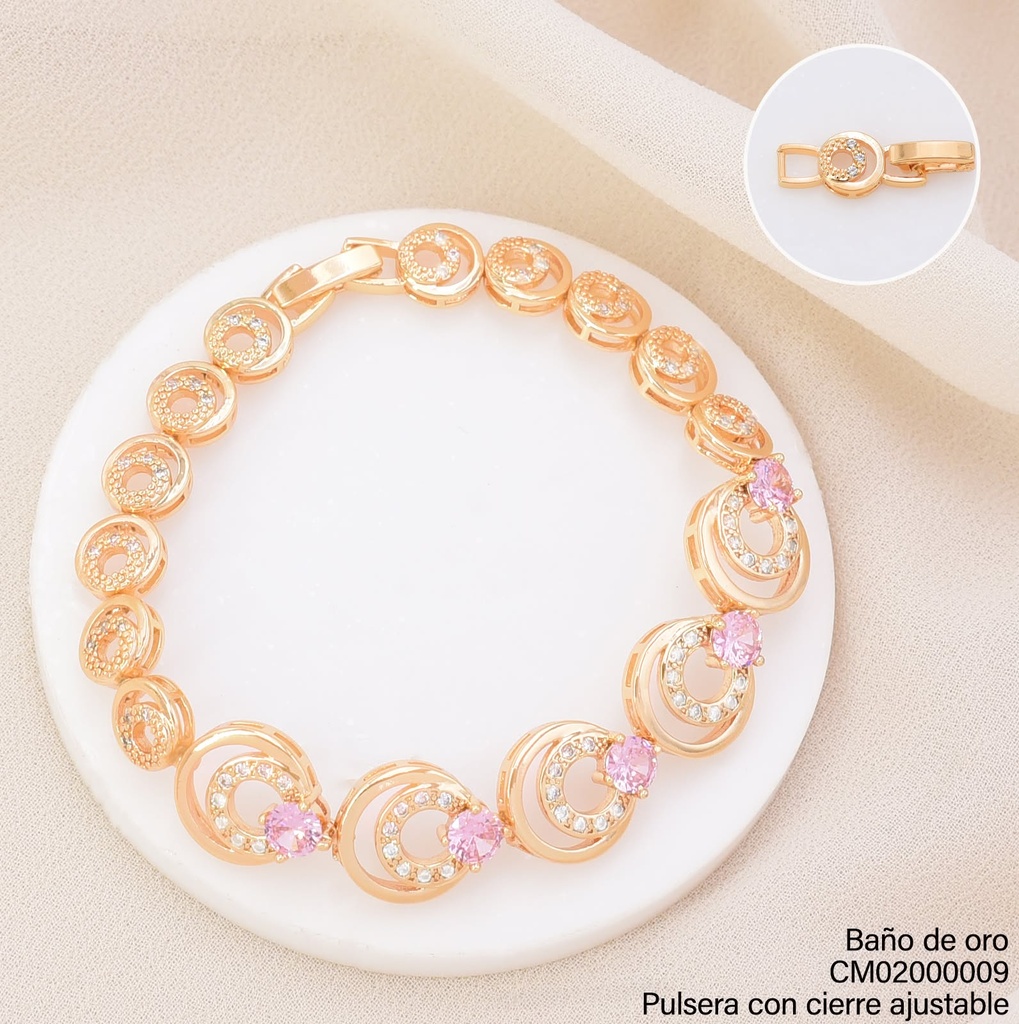 PULSERA DOR CIRCULO ZIRC/ROSA BE1221-291 (IM26)