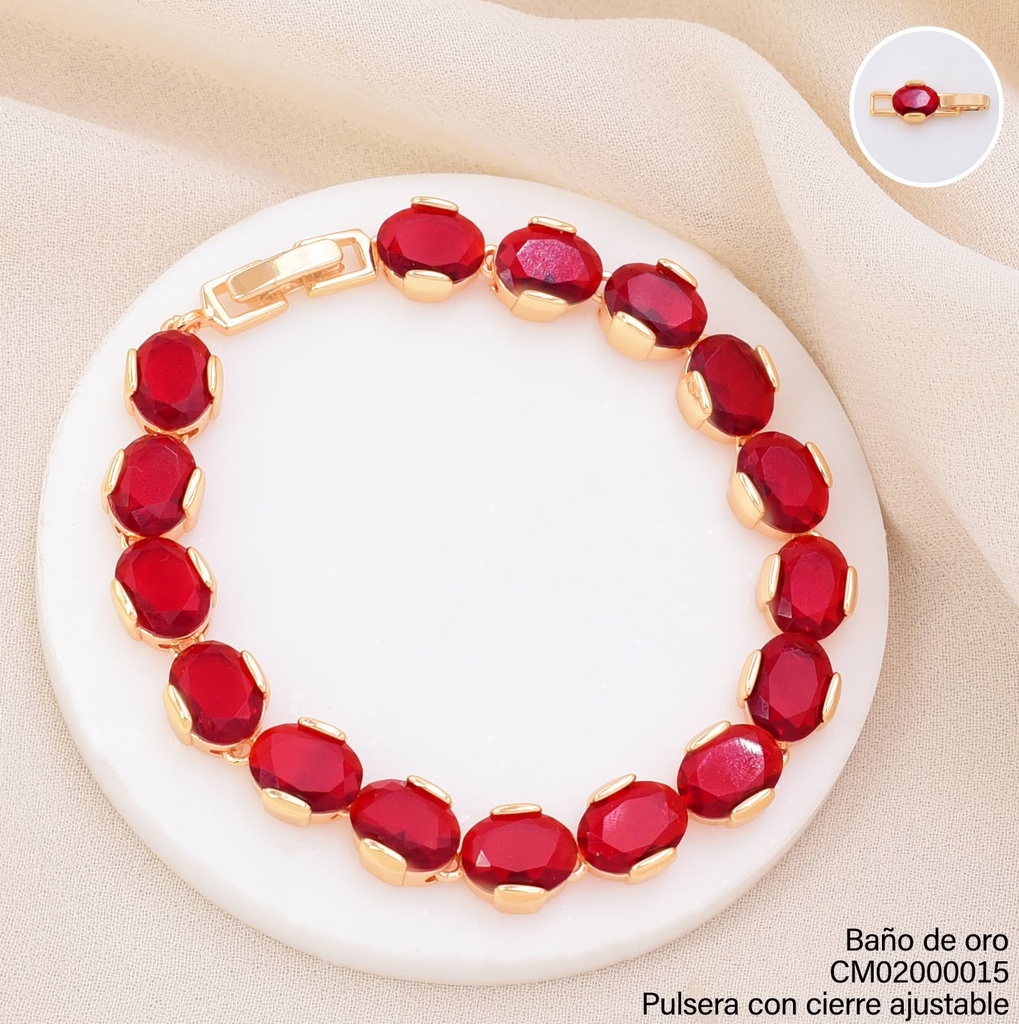 PULSERA DOR ZIRC. OV ROJA BE1212-291 (IM26)
