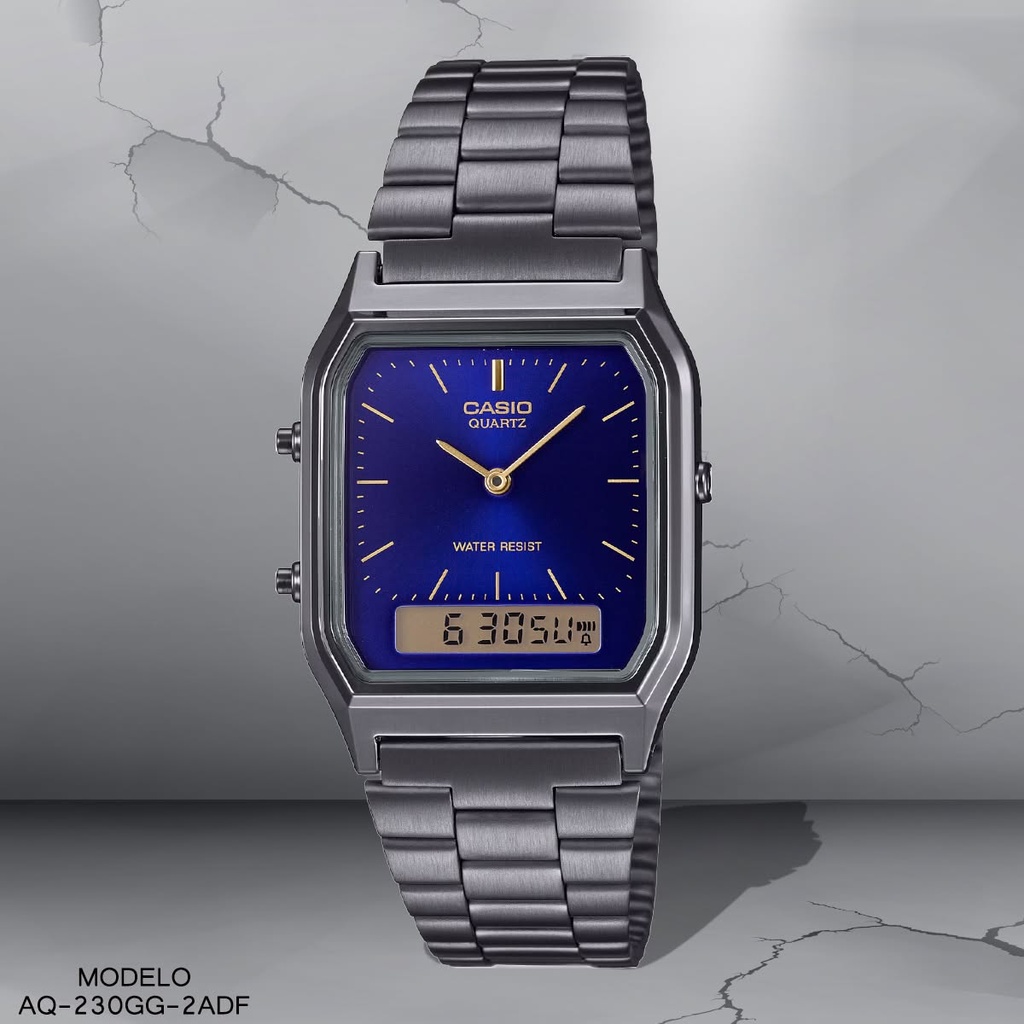 RELOJ CASIO ANA/DIG AQ-230GG-2ADF METAL PLAT