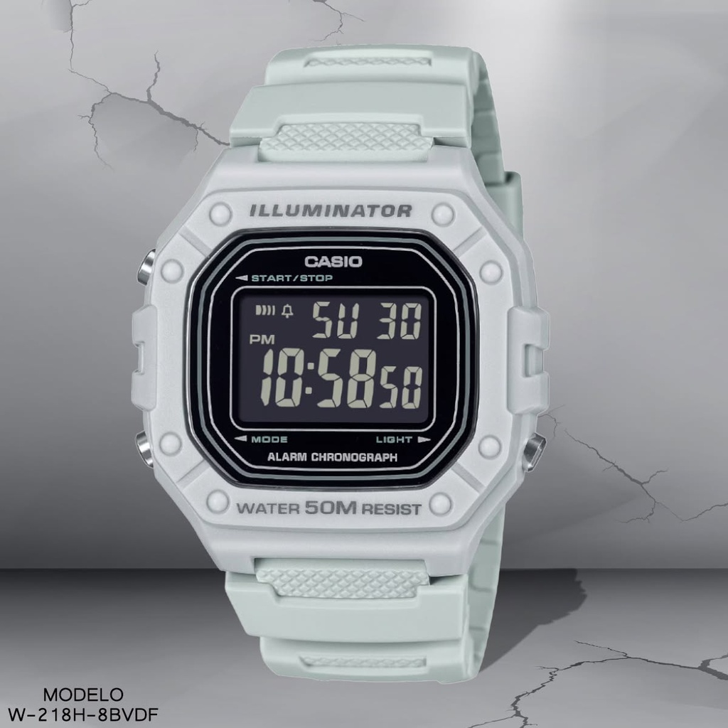 RELOJ CASIO DIGITAL W-218H-8BVDF RESINA GRIS
