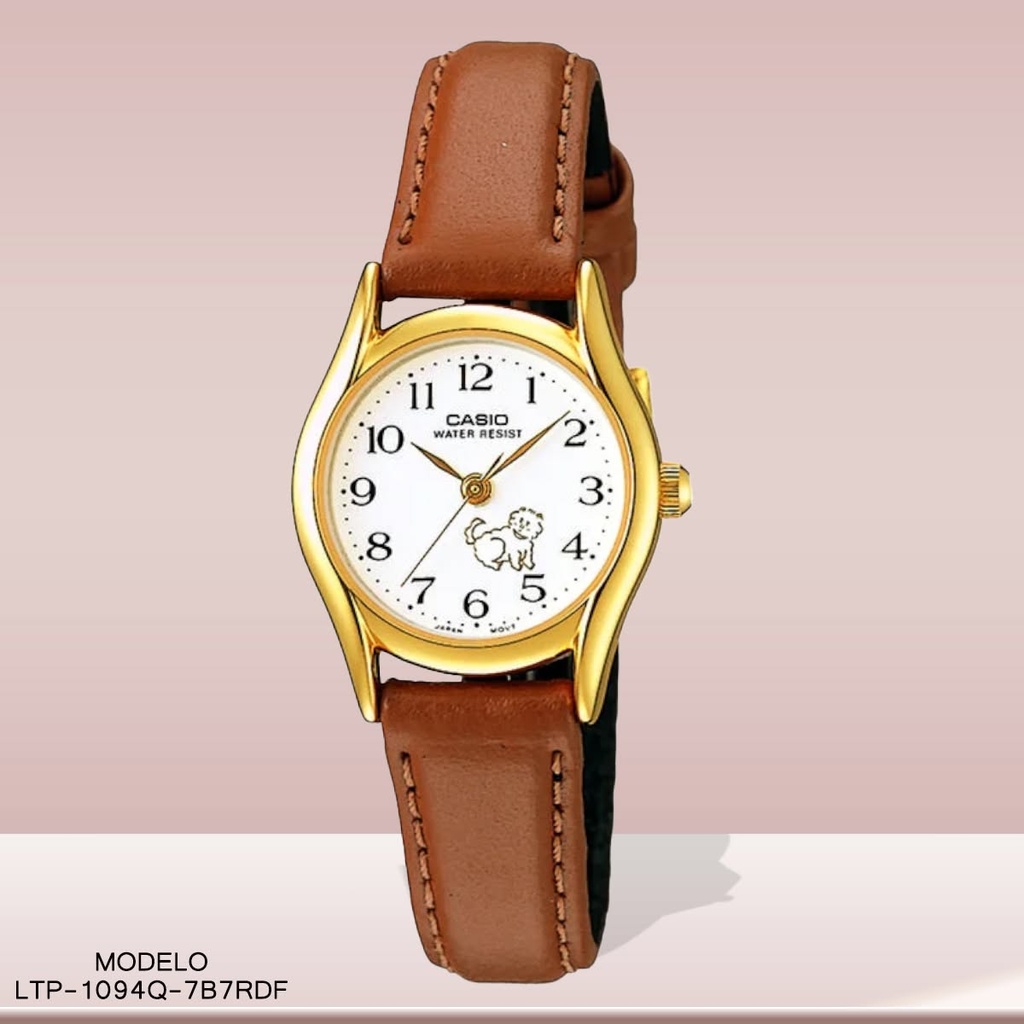 RELOJ CASIO ANALOGO LTP-1094Q-7B7RDF CUERO CAFE