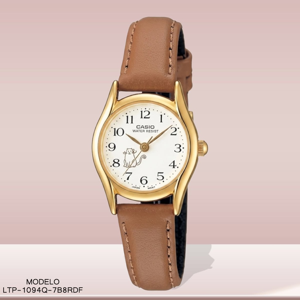 RELOJ CASIO ANALOGO LTP-1094Q-7B8RDF CUERO CAFE