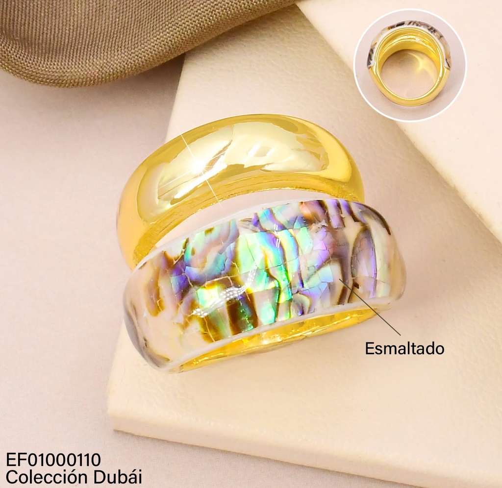 ANILLO DOBLE LISO DOR/IRIDESCENTE FD25842