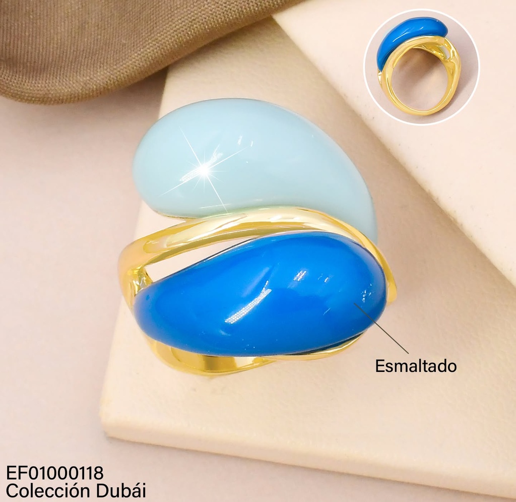 ANILLO DOBLE ESTREMOS CELESTE/AZUL FD25462