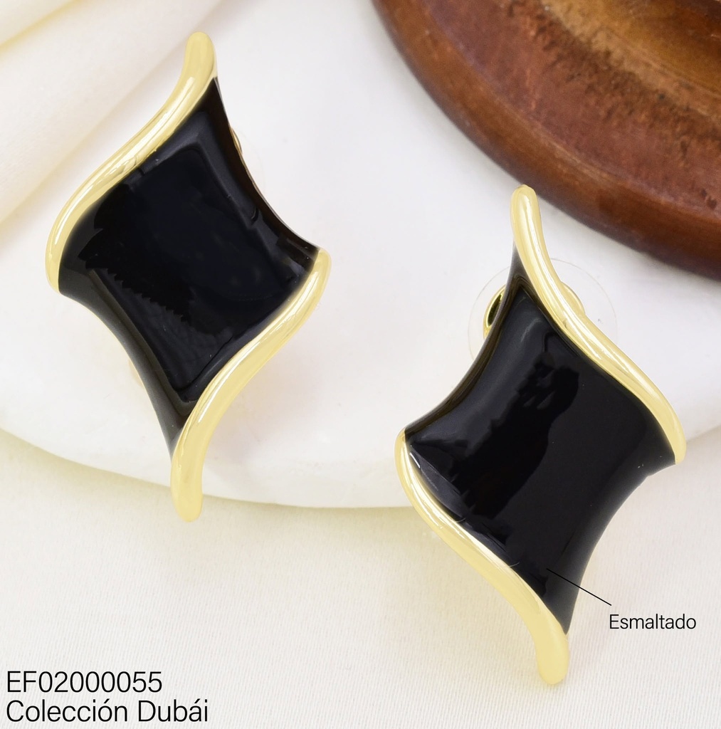 ARETES ROMBO NEGRO BORDES DORADOS FD25925