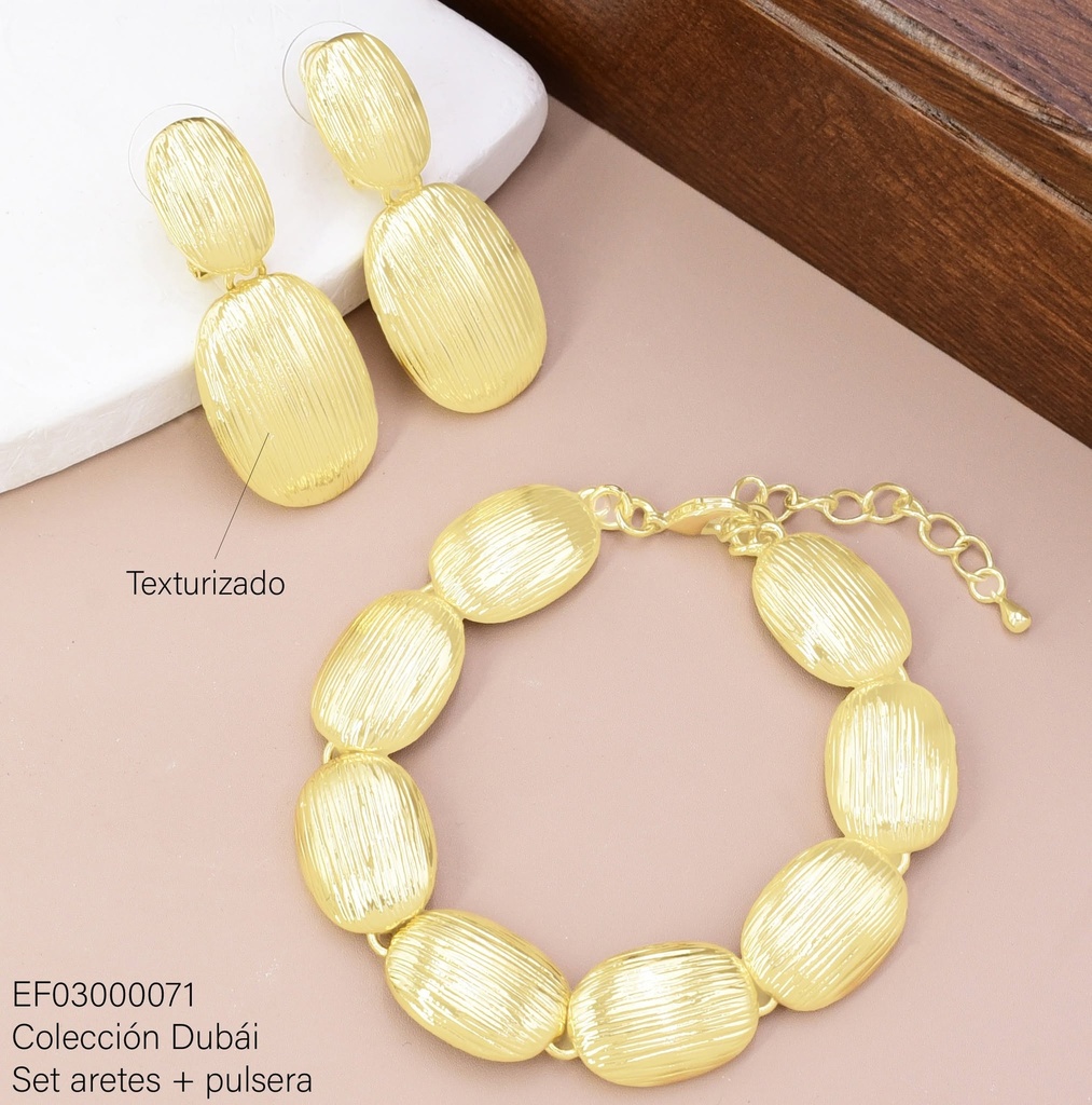 SET PULSERA C/ARETES OVALOS RAYADOS FD25704
