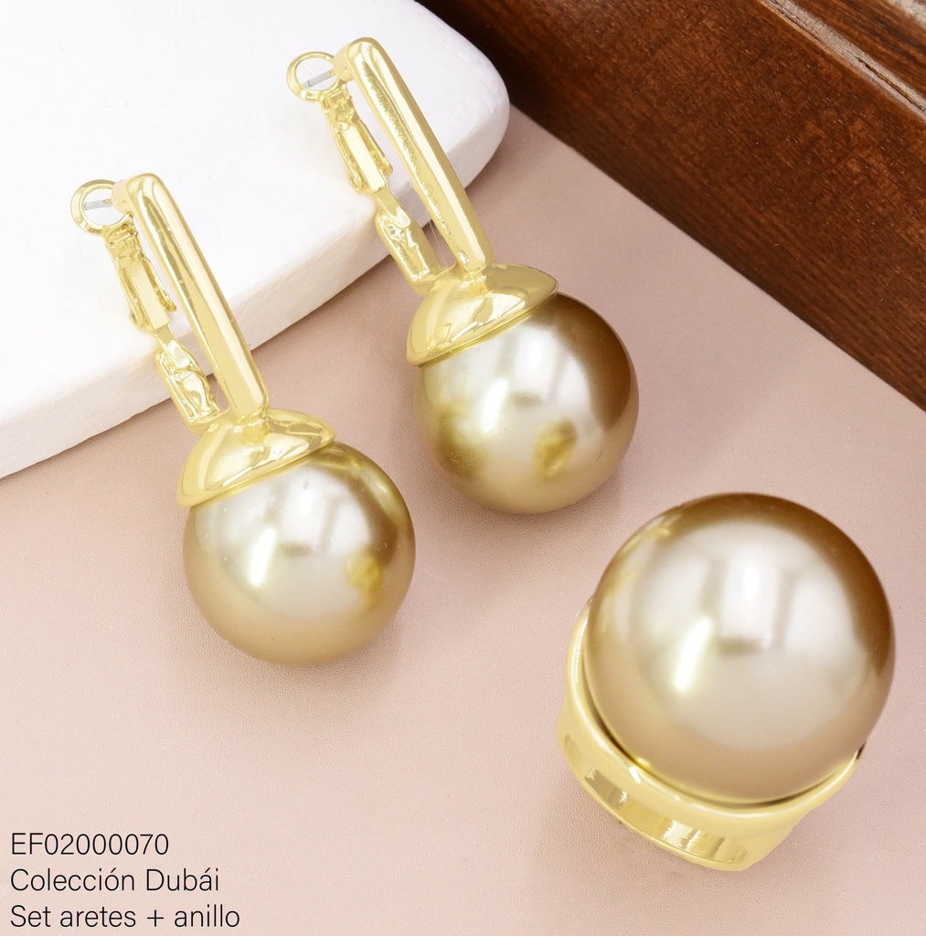 SET ARETES PELOTA GR.GRIS C/ANILLO FD25627