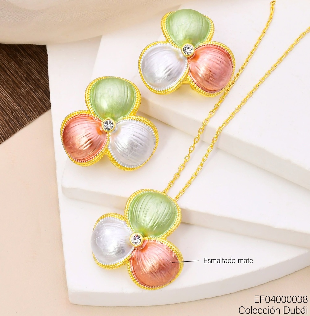 SET FLOR 3 PETALOS VERDE/BLAN/ROSA FD25821