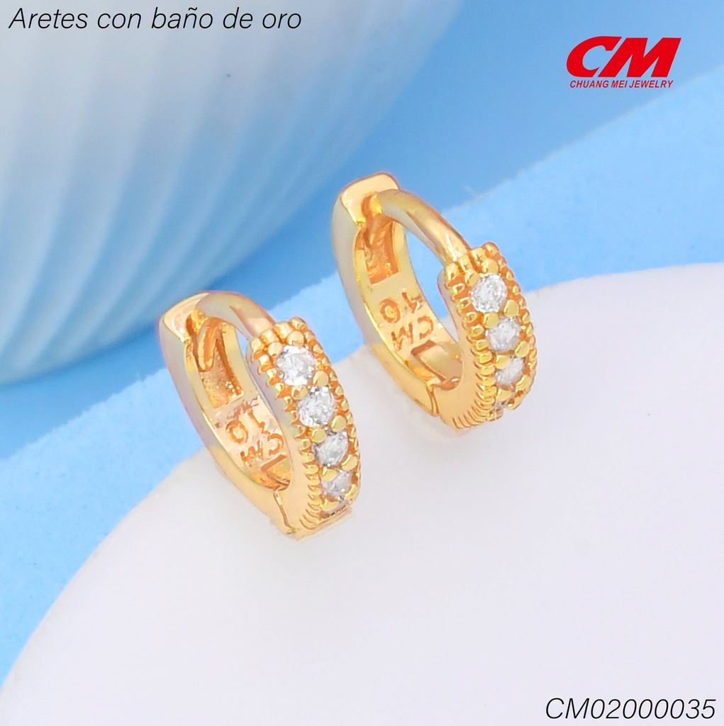 ARETES HUGGIES BAÑO DE ORO LINEA ZIRC EE5727-291 (IM26)