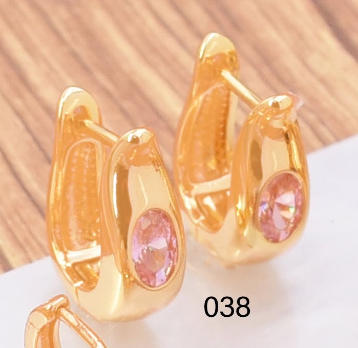 ARETES HUGGIES BAÑO DE ORO OV ZIRC/ROSA EE5694-291 (IM26)