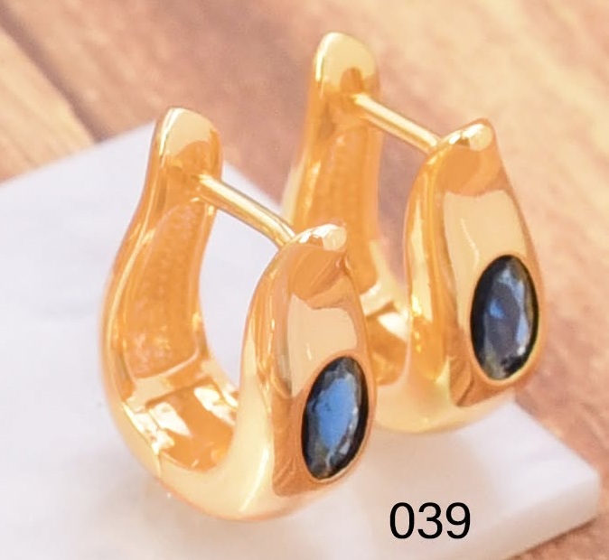 ARETES HUGGIES BAÑO DE ORO OV ZIRC/CELESTE EE5695-291 (IM26)