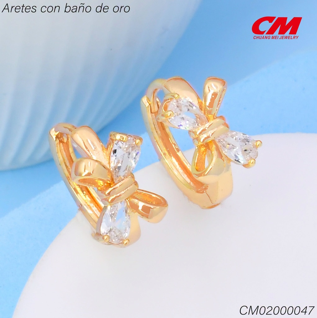 ARETES HUGGIES BAÑO DE ORO LAZO/ZIRC EE5736-291 (IM26)