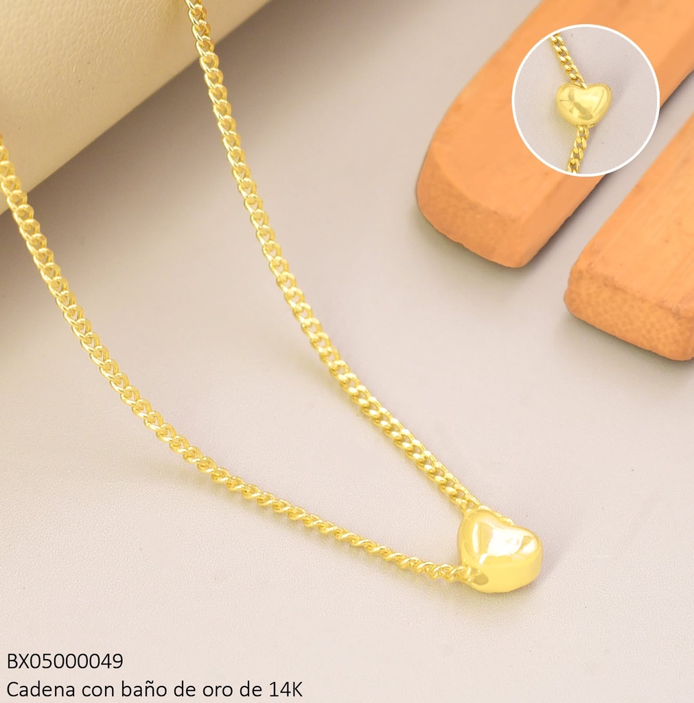 CADENA BAÑO DE ORO 14K. XUPING DIJE CORAZÓN XP10.06.26