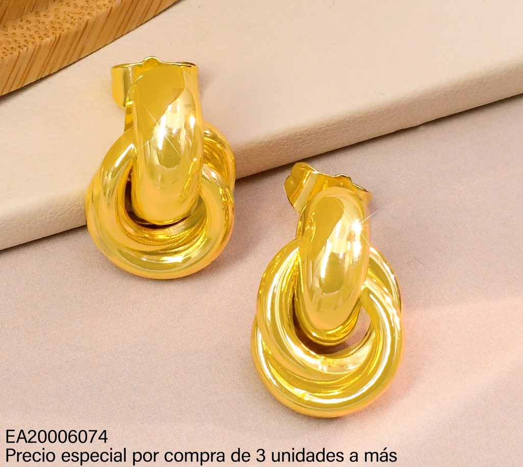 ARETES DOR "C" CIRCULOS ENTRELAZADOS LISOS PQ (IF) G3225-245