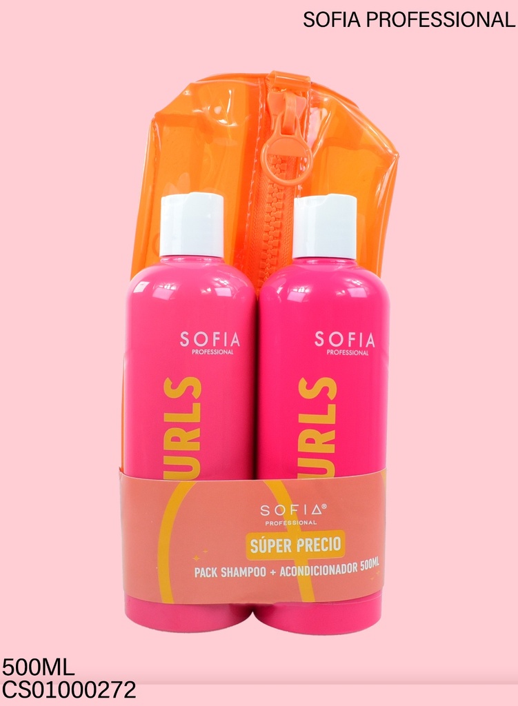 SET CON COSMETIQUERA CURLS SOFIA PROFESIONAL 500ML