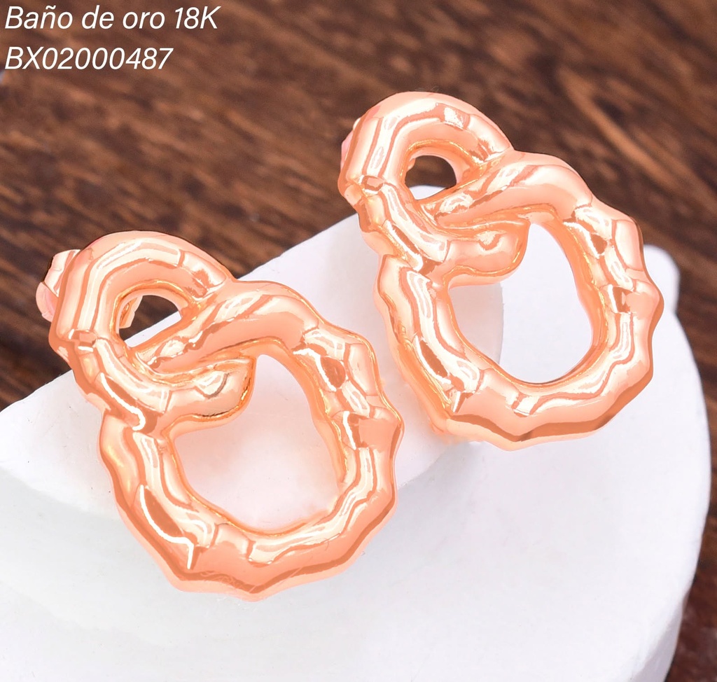 ARETES BAÑO DE ORO 18K XUPING CIRCULOS INFL.ENLAZADOS