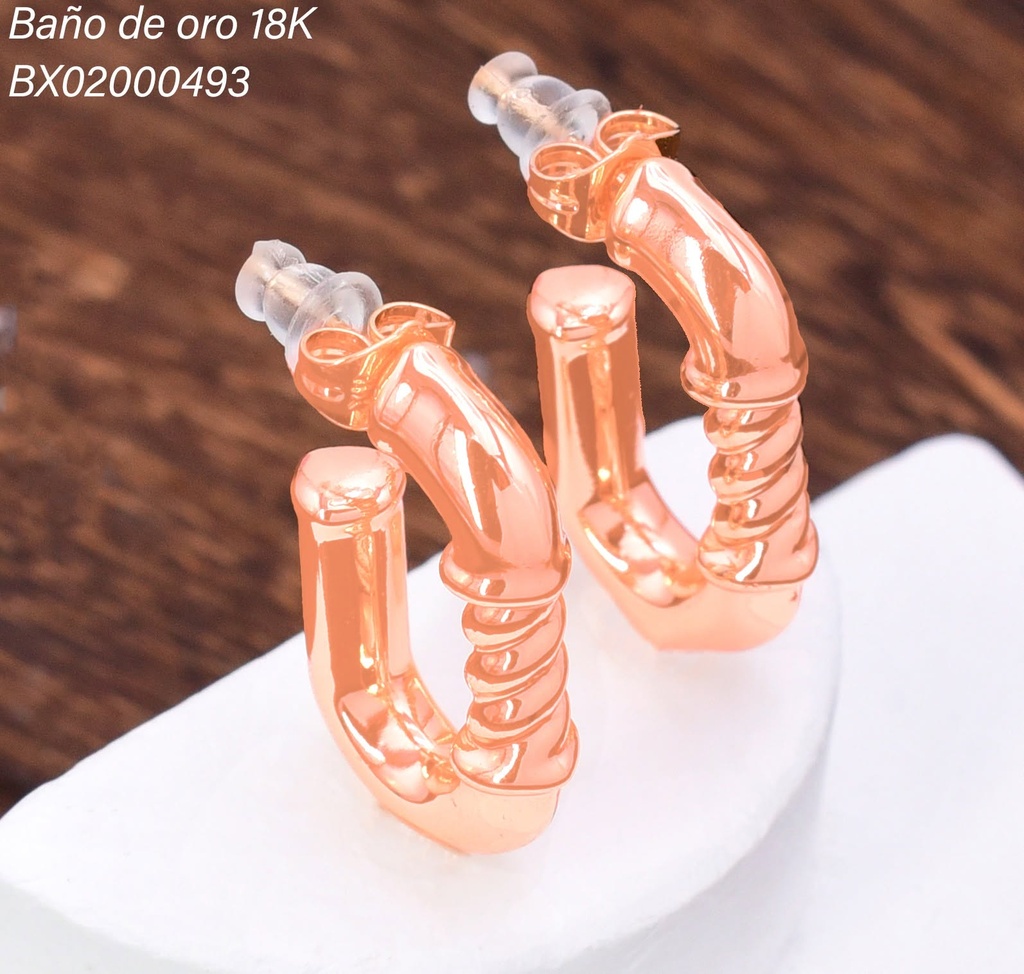 ARETES BAÑO DE ORO 18K. XUPING OV INFLADO ABIERTO TORN.