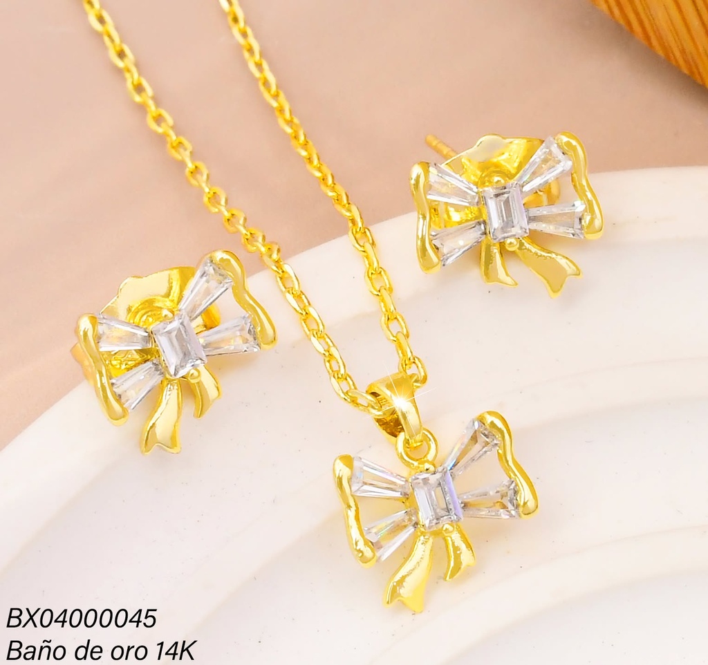 SET BAÑO DE ORO 14K. XUPING  LAZO ZIRC