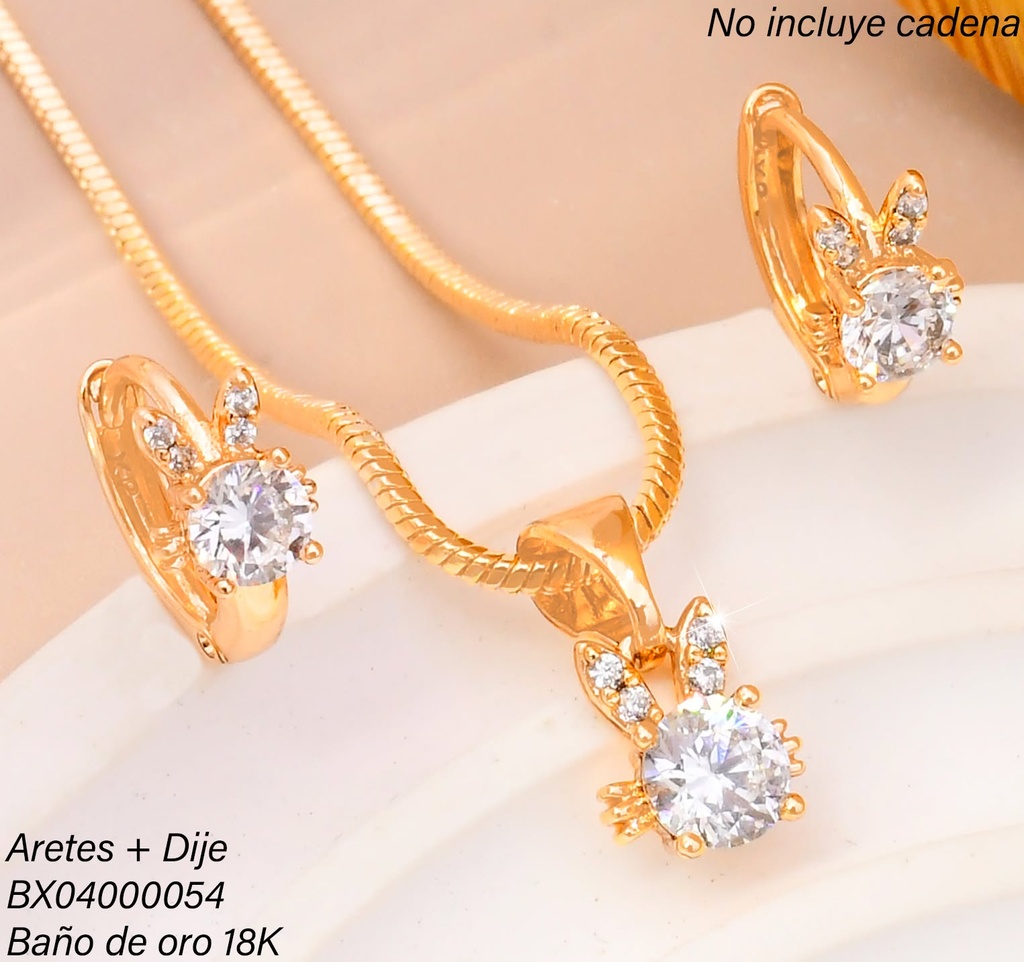 SET BAÑO DE ORO 18K. XUPING  ZIRC RD CRISTAL C-144