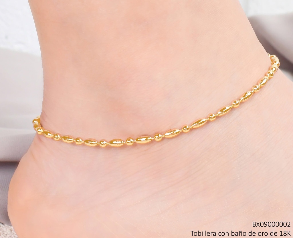 TOBILLERA BAÑO DE ORO 18K. XUPING FIGURAS DIAMANTADAS