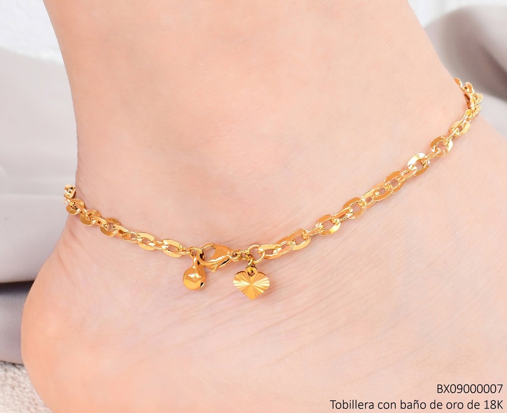 TOBILLERA BAÑO DE ORO 18K. XUPING ESLABONES GRANDES