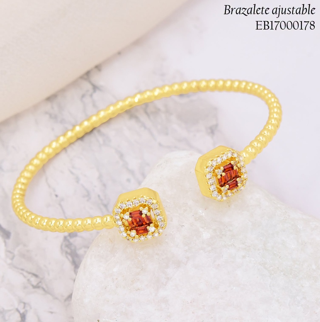 BRAZALETE PELOTITAS CUADRO ZIRC. NARANJA BE1164-9 (J26)