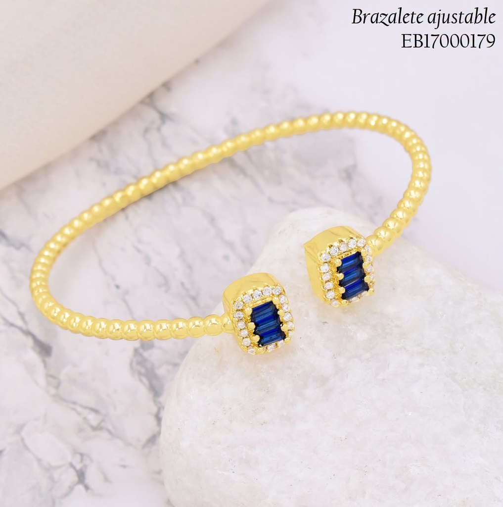 BRAZALETE PELOTITAS / RECT. ZIRC AZUL CENTRO BE1165-9 (J26)