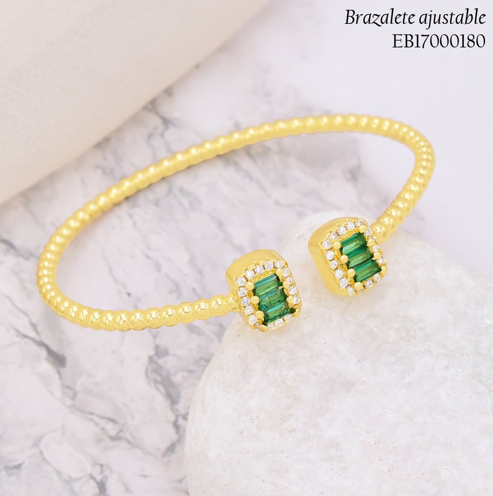 BRAZALETE PELOTITAS / RECT. ZIRC VERDE CENTRO BE1166-9 (J26)