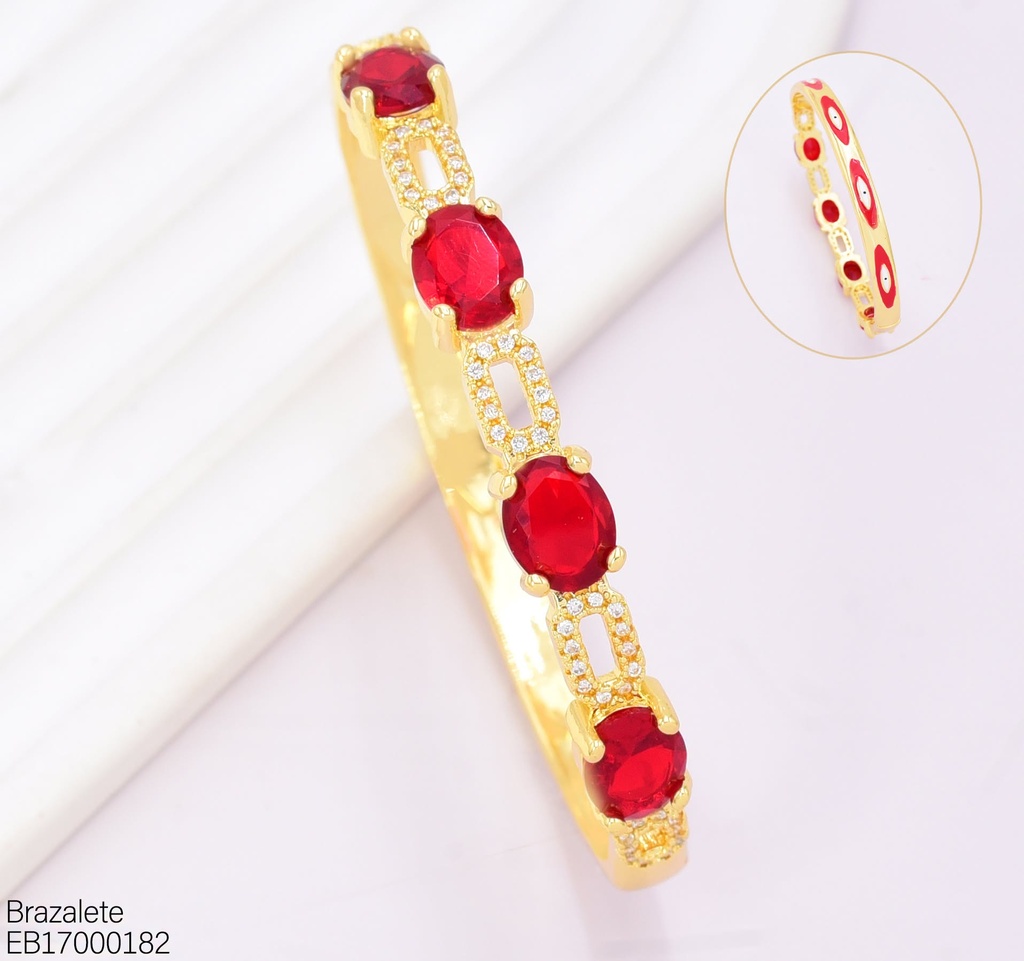 BRAZALETE  ZIRC OV. ROJA/OJOS  BE1169-9 (J26)